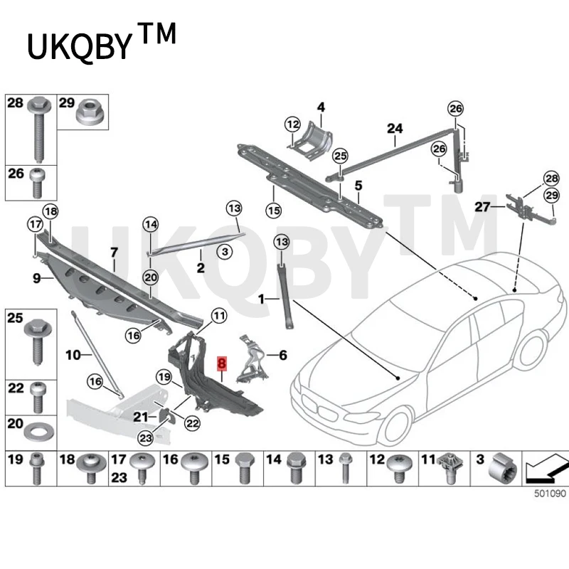 Gruppo cuscinetto auto 2008-b mwF10 523i N52N 525d N57 528i N53 535i 550i 520d staffa faro telaio faro 51647200793