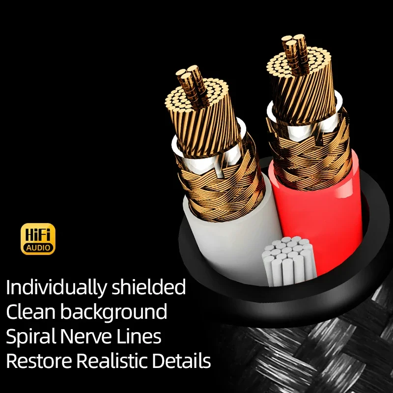 HiFi 3.5mm to 2XLR Cable 6N OFC Spiral Nerve Independent Shielding Stereo 3.5mm Jack to 2XLR 3Pin for Amplifier Mixer