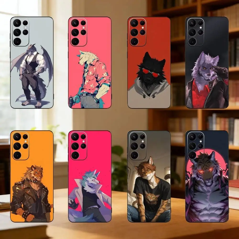 

Furry Muscle Guy phone Case For Samsung S25,24,21,22,23,30,Ultra,20,Plus,Fe,Lite,Note Soft Black Cover