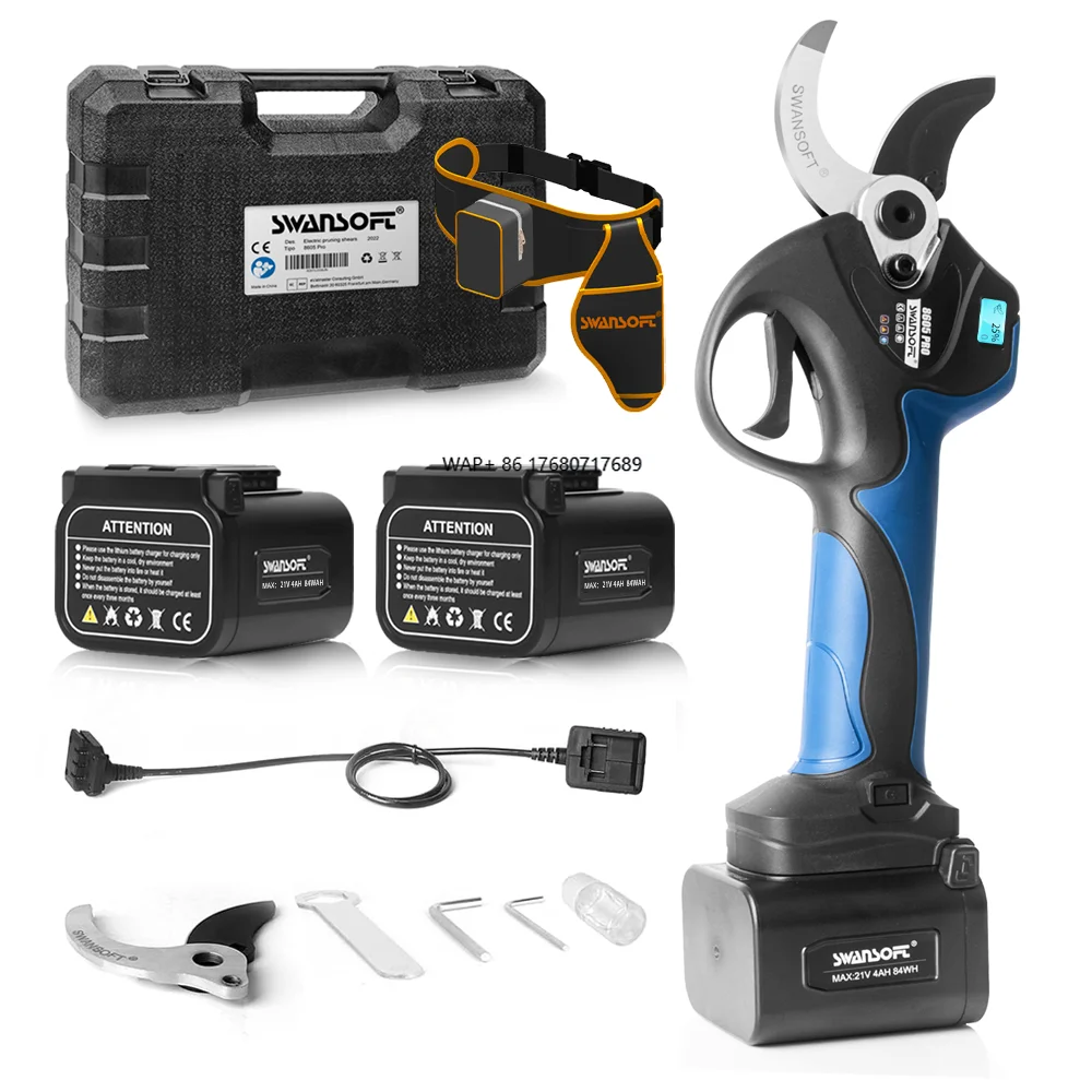 

SWANSOFT 8605PRO Cordless Pruner Electric Pruning Shears Batter Power Pruner for Gardening Orchards Vineyards and Olive Tree