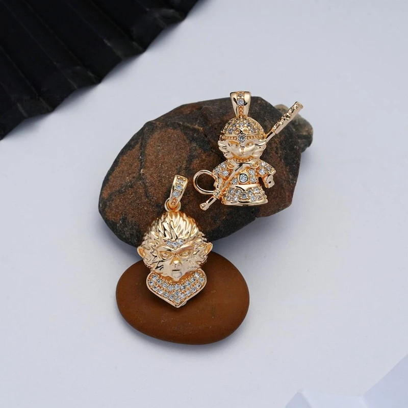 

New Black Myth Wukong Pendant New Chinese Style Q Edition Copper Gold Plated High Color Preserving Fashion Versatile Jewelry