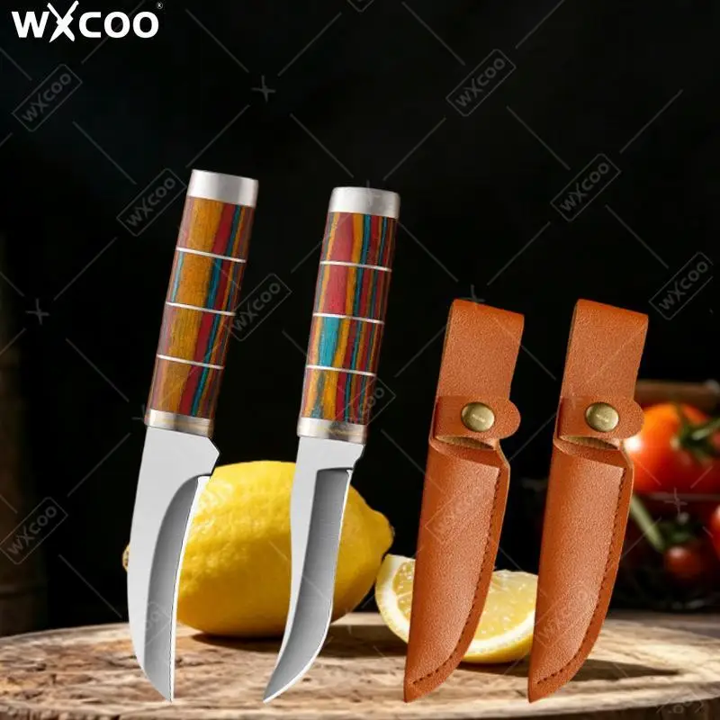 WXCOO Küchenmesser mit Holzgriff, Edelstahl-Fleischmesser mit Schutzkappe, Multifunktionales Obstmesser, Geeignet für den Haushalt