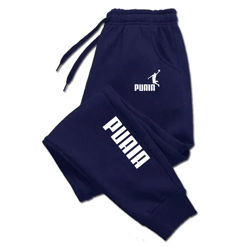 PUAIA-Pantalones deportivos con estampado para hombre, ropa holgada de Color liso para correr, otoño e invierno, novedad