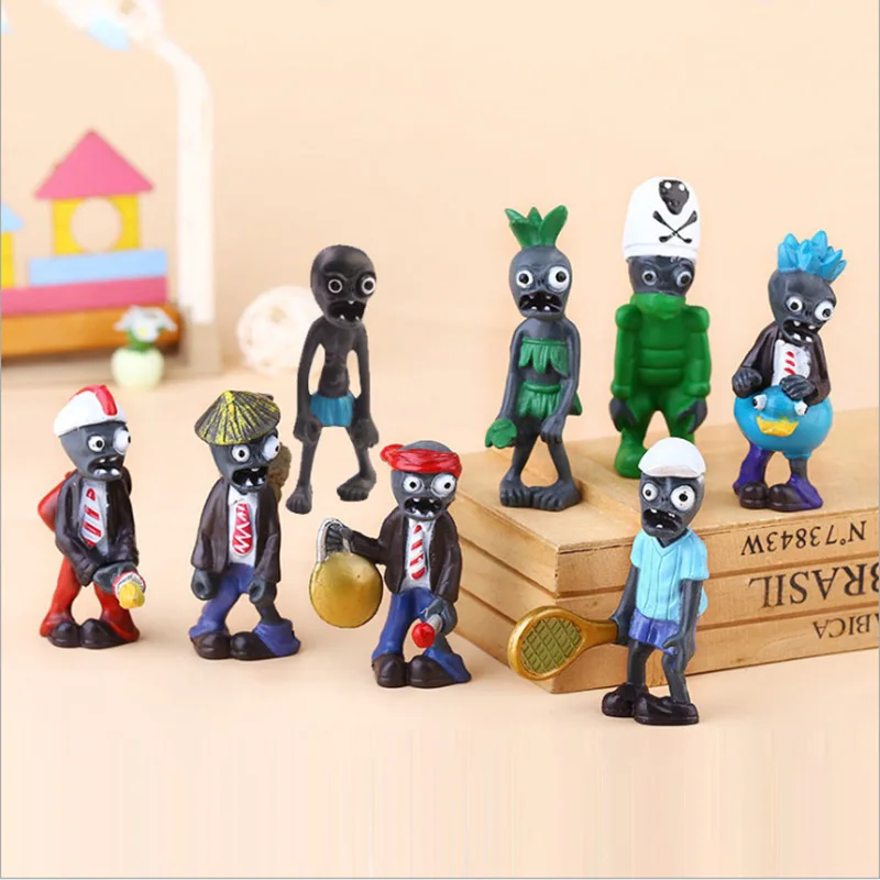 

8PCS Plants Vs. Zombies Cartoon Toy Figures Full Set Cute Doll Gift Mini Action Figure Models Micro Landscape Desktop Decoration