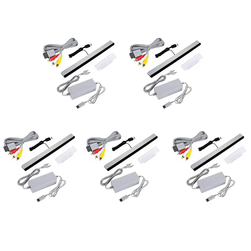 

[AAAE 2026] 5X 3 In 1 Wired Motion Sensor Bar + AC Power Supply Adapter Cord + Composite Audio Video Cable For Wii EU P