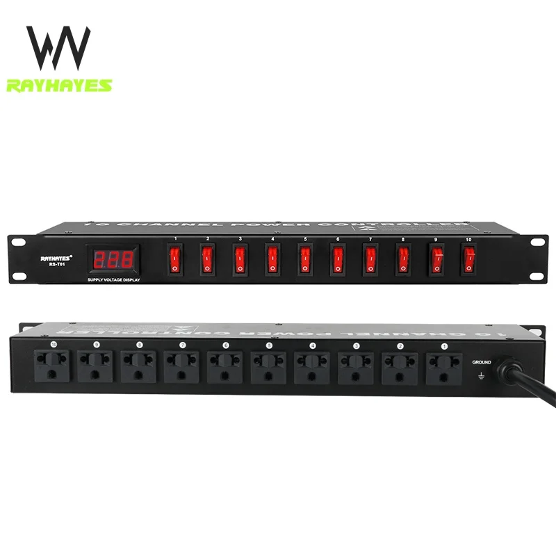 RAYHAYES Audio Power Switch 10 Channel Power Controller Stage Conference Audio Sequence Controller