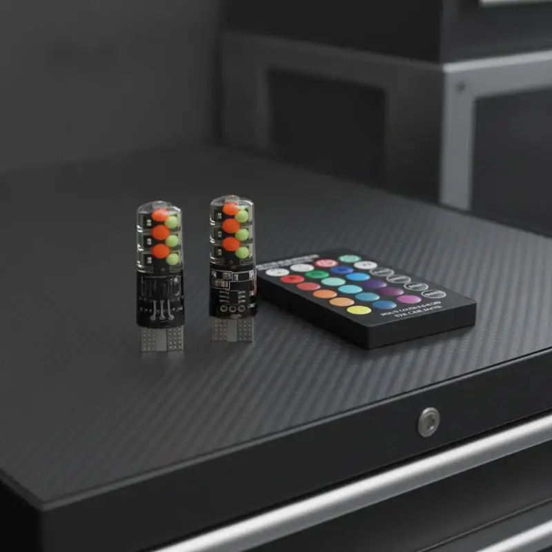 RXZ T10 RGB Car Side Light Bulbs Plug and Play Multi-Mode Color Lamp with Remote for Vehicle Exterior Decoration