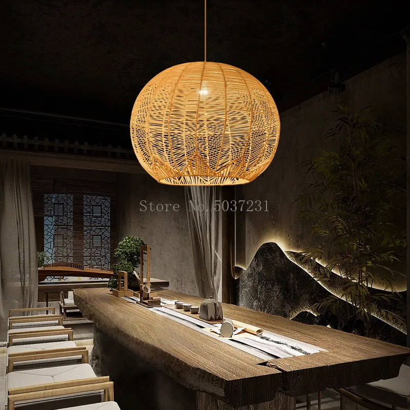 New Chinese Bamboo Pendant Lights Japanese Zen Creative Rattan Hanging Lamp for Living Room Restaurant Tea Room Home Decor Lamp