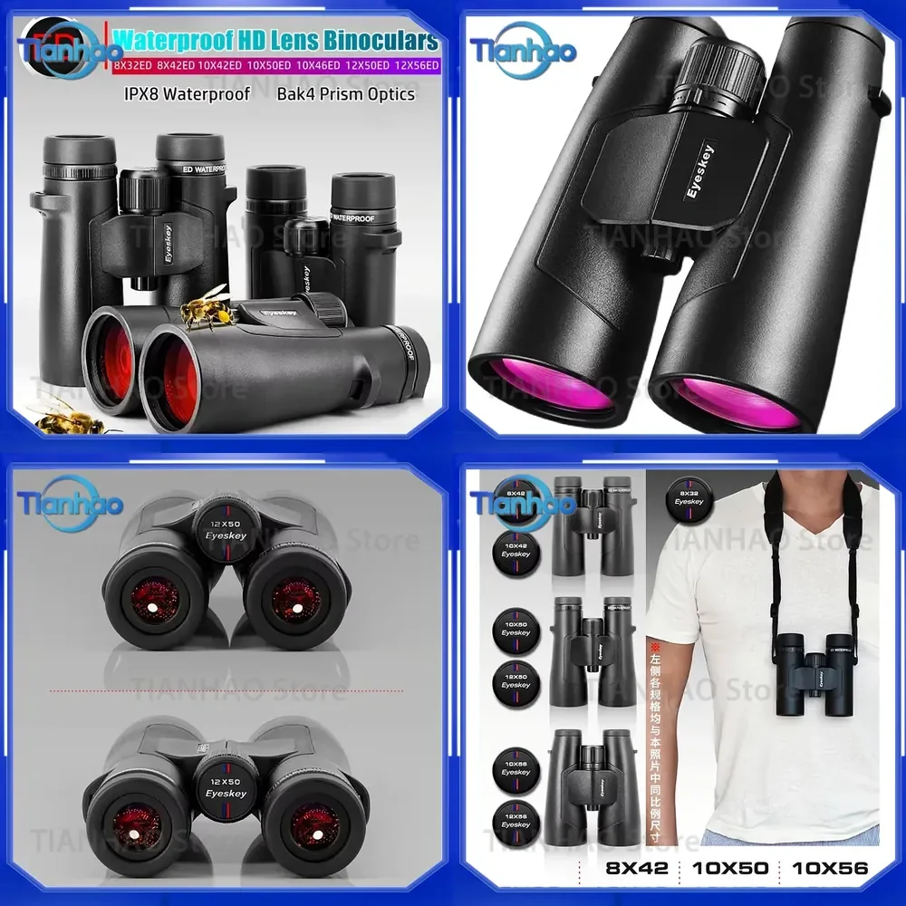 Eyeskey ED Bak4 IPX8 Binoculars for 8X42ED 10X50ED 10X56ED 12X50ED 12X56ED Waterproof Telescope for Outdoor Hunting Birding