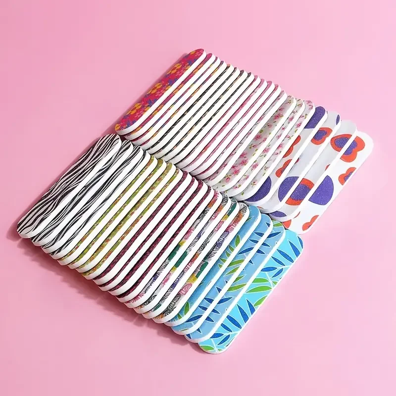 50 szt. Pilników do paznokci dwustronne mini pilniki do paznokci kolorowe narzędzia do manicure i pedicure