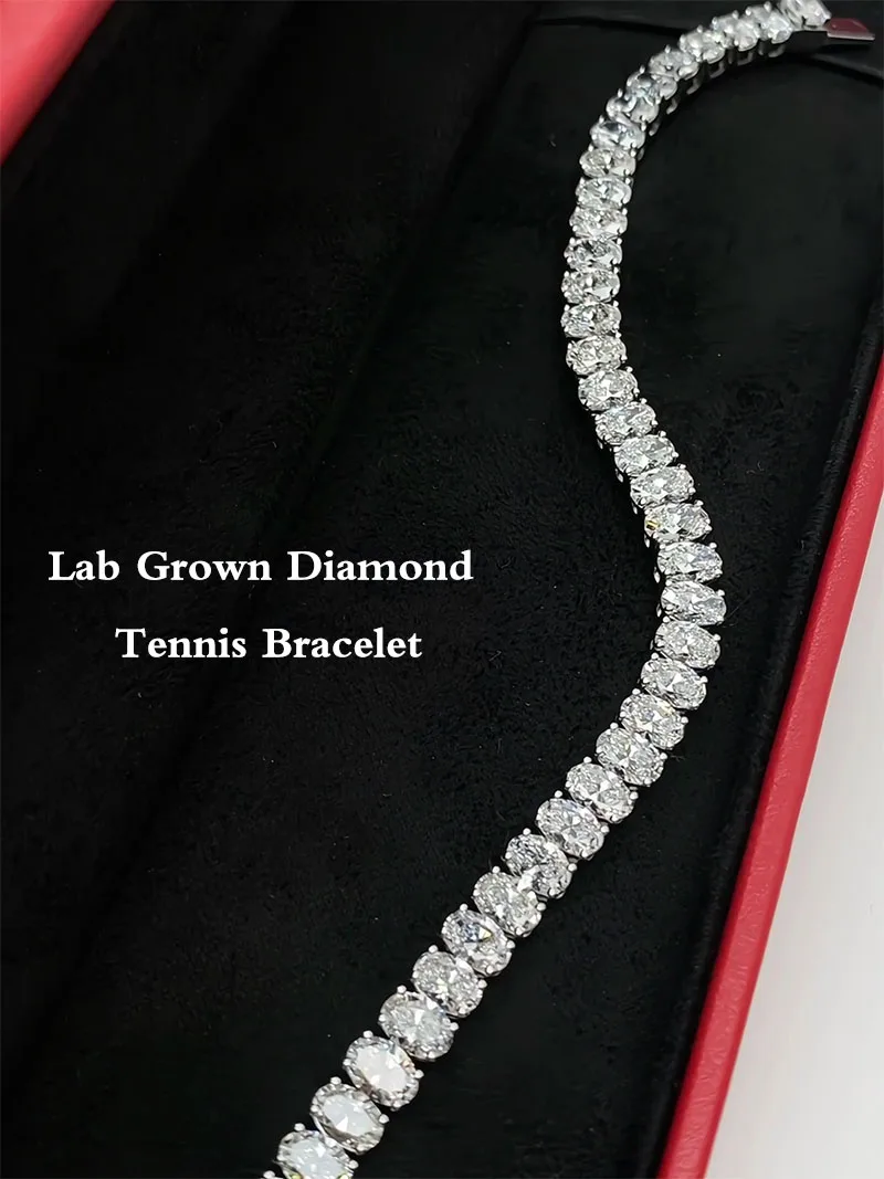 

14K/18K/10K Gold Oval Cut DEF/VS VVS 13CTW HPHT Lab Grown Diamond Tennis Bracelet Fine Jewelry Anniversary Gifts