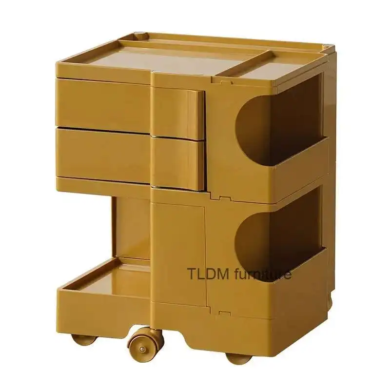 

Nordic bedside table, used for bedrooms, bedside tables, rotating storage, plastic creative tables, mobile tables with wheeled