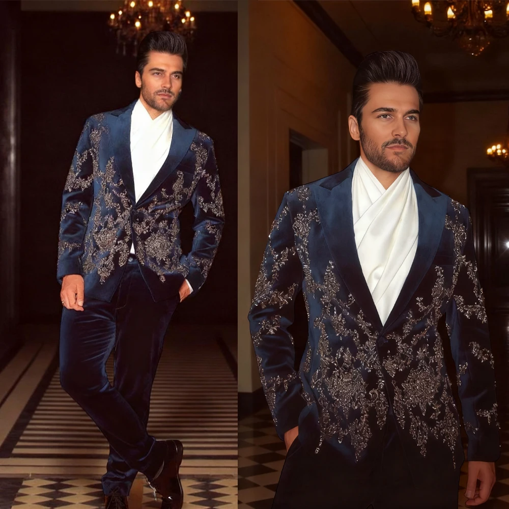 

Роскошные свадебные костюмы, комплект из 2 предметов, однобортные, приталенные, смокинги для жениха, выпускного вечера, костюмы на заказ, Hommes