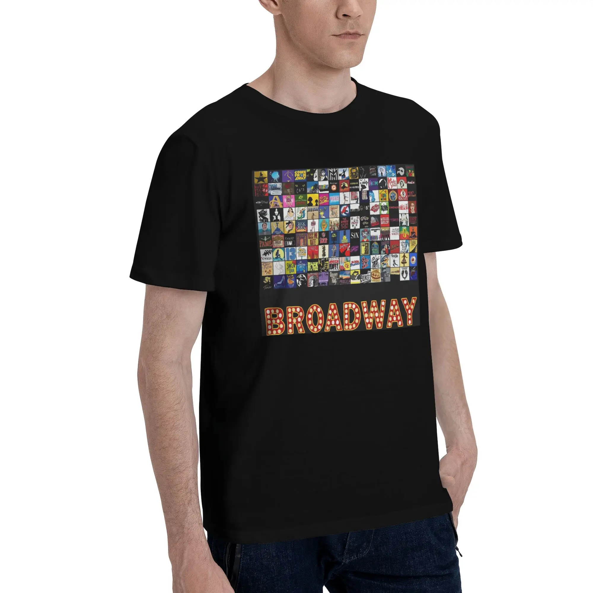 

Broadway Musical Theatre Logos - Hand Drawn Men T-Shirt Plus Size T Shirts Men's O-Neck Cotton Tees Short Summer Male