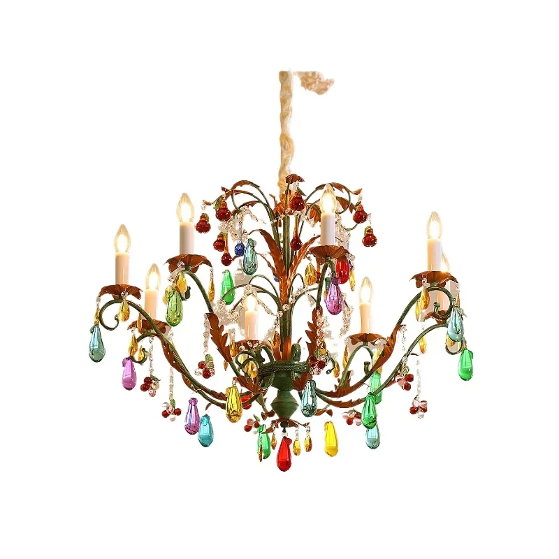 

French light luxury living room chandelier Italian Murano art crystal glass American retro