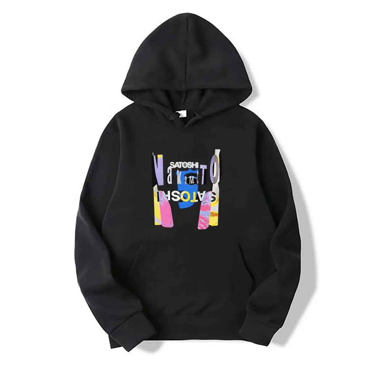 Satoshi Inverted Typography Abstract Face Eye Collage Autumn and winter hooded sweatshirts