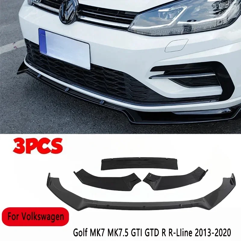 Maxton Style Front Bumper Blade Splitter Lip for Volkswagen Golf 7 7.5 GTI GTD R R-Line 2013-2020 Bumper Diffuser Spoiler Guard