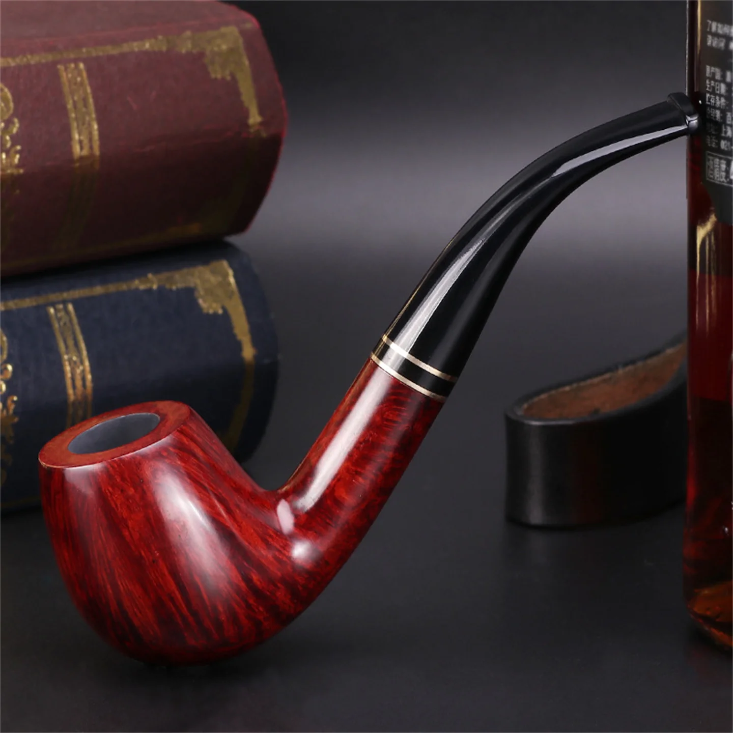 Shinan Root Curved 9mm Filter Pipe Solid Wood Exquisite Texture Gift Box with Shinan Wooden Pipe