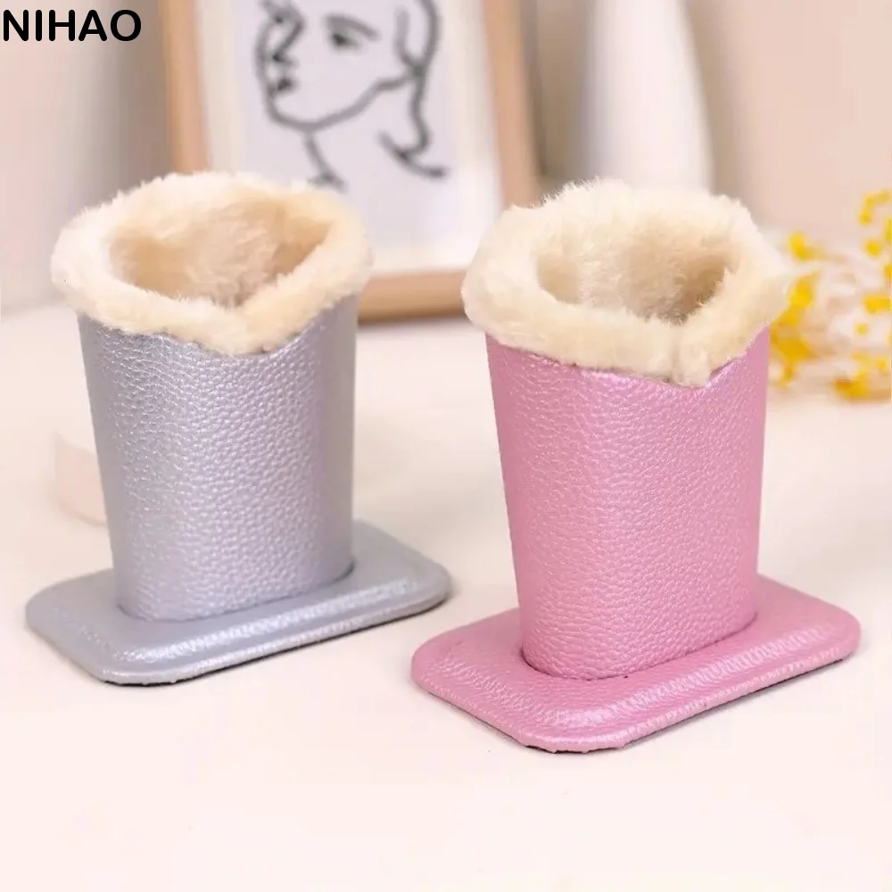 

PU Leather Plush Eyeglass Holder Large Capacity Save Space Eyeglass Stand Display Brush Pot Soft Plush Lining Pen Holder