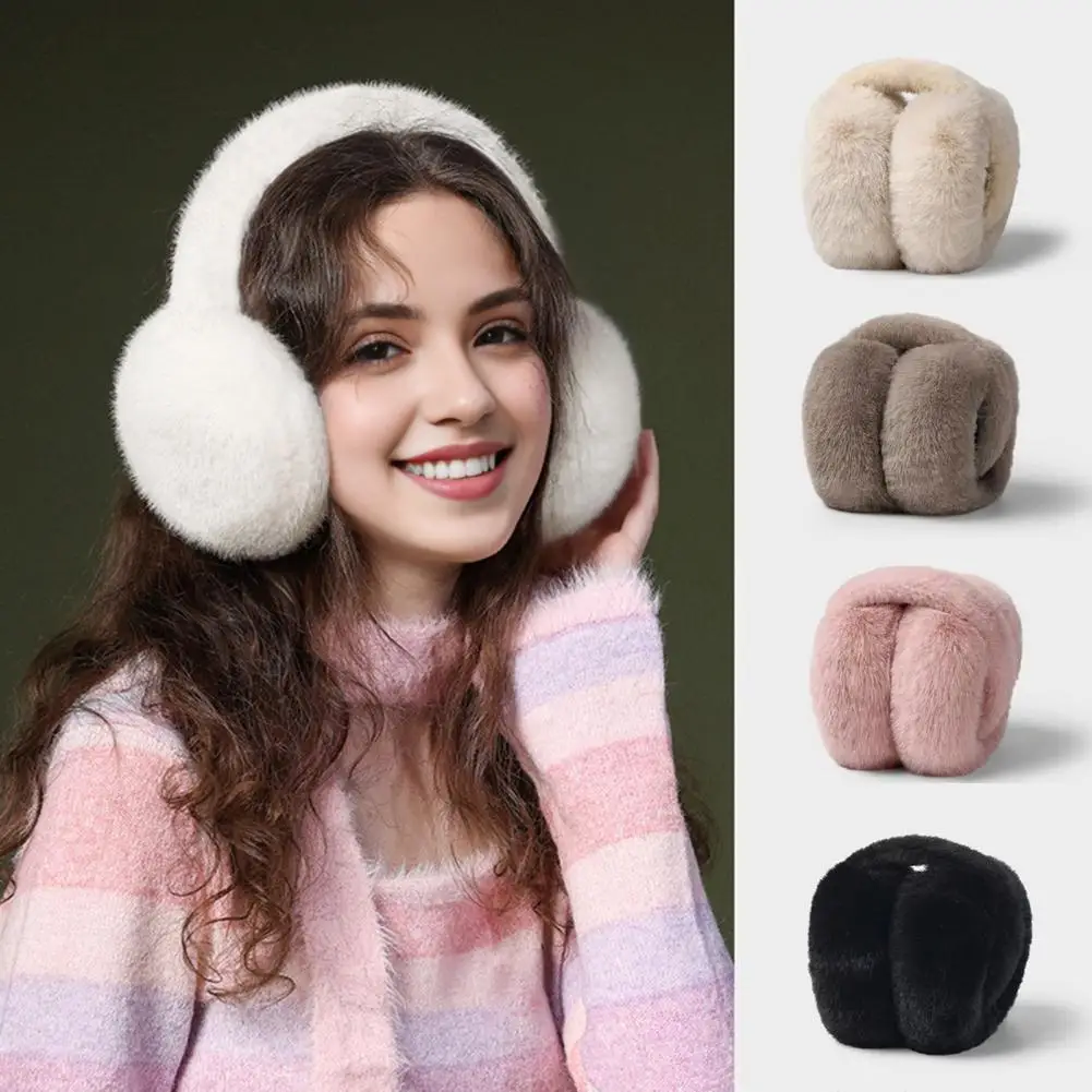 Winter Women Earmuffs Thick Plush Ear Windproof Foldable Outdoor Skiing Headband Earmuffs