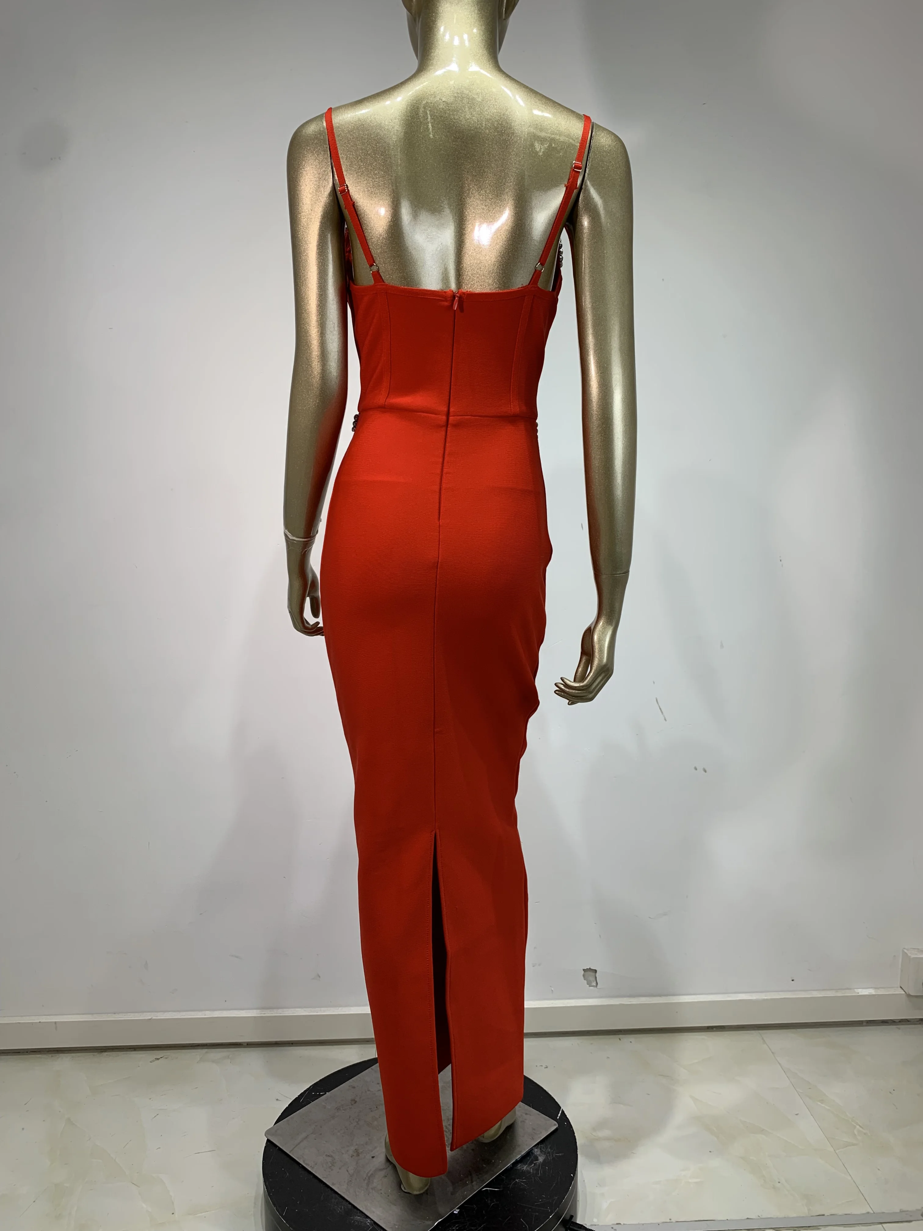 Sukienki damskie celebryckie seksowne bez rękawów z diamentami czarne czerwone maxi długie bandażowe obcisłe eleganckie wieczorowe klubowe na imprezę urodzinową