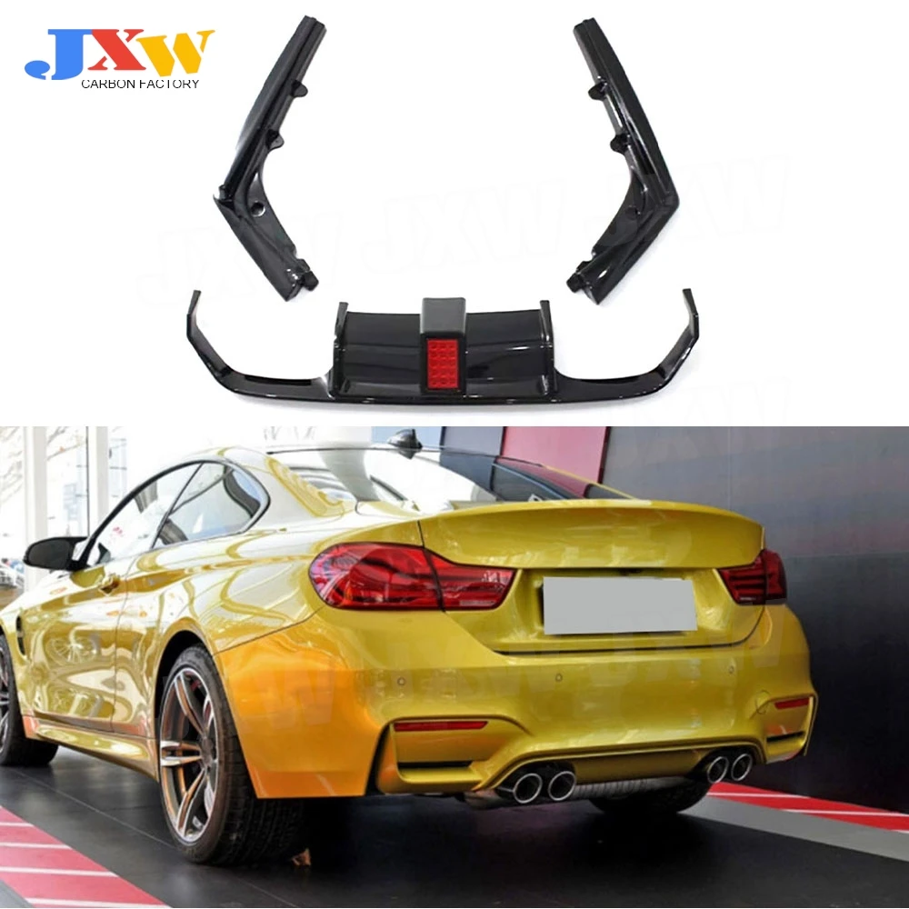 

for BMW F80 M3 F82 F83 M4 2014-2019 Rear Diffuser Spoiler With Led Side Splitters Canards Flaps Car Body Kits Car Accessories