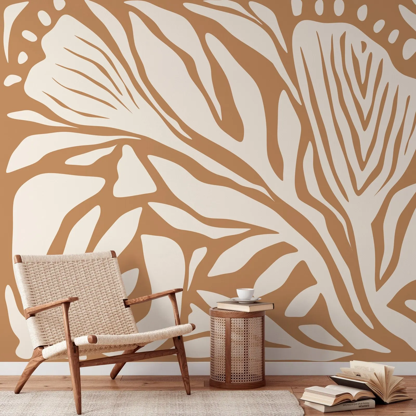 Orange Abstract Art Wallpaper Contemporary Mural, Abstract Wall Mural