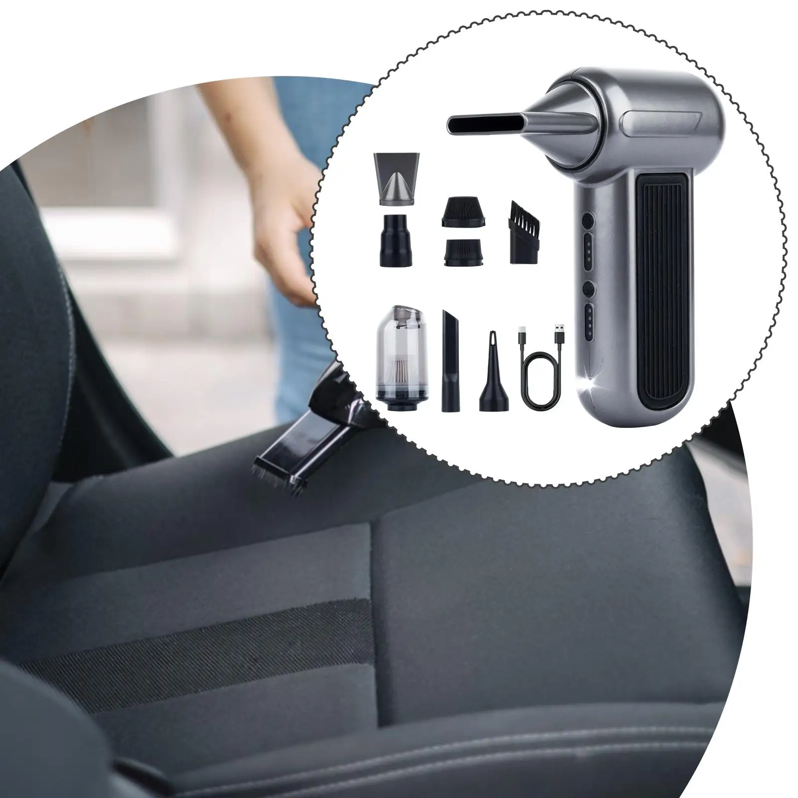 Electric Air Duster Handheld Vacuum Cleaner Rechargeable 3 Gear Adjustable High Power Car Vacuum for Computer Keyboard