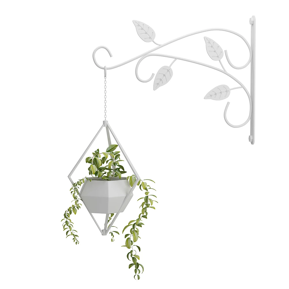 Wall-mounted Iron Hook Plant Flower Pots Decorative Hanging Basket Support Shelf for Household Bedroom Decoration