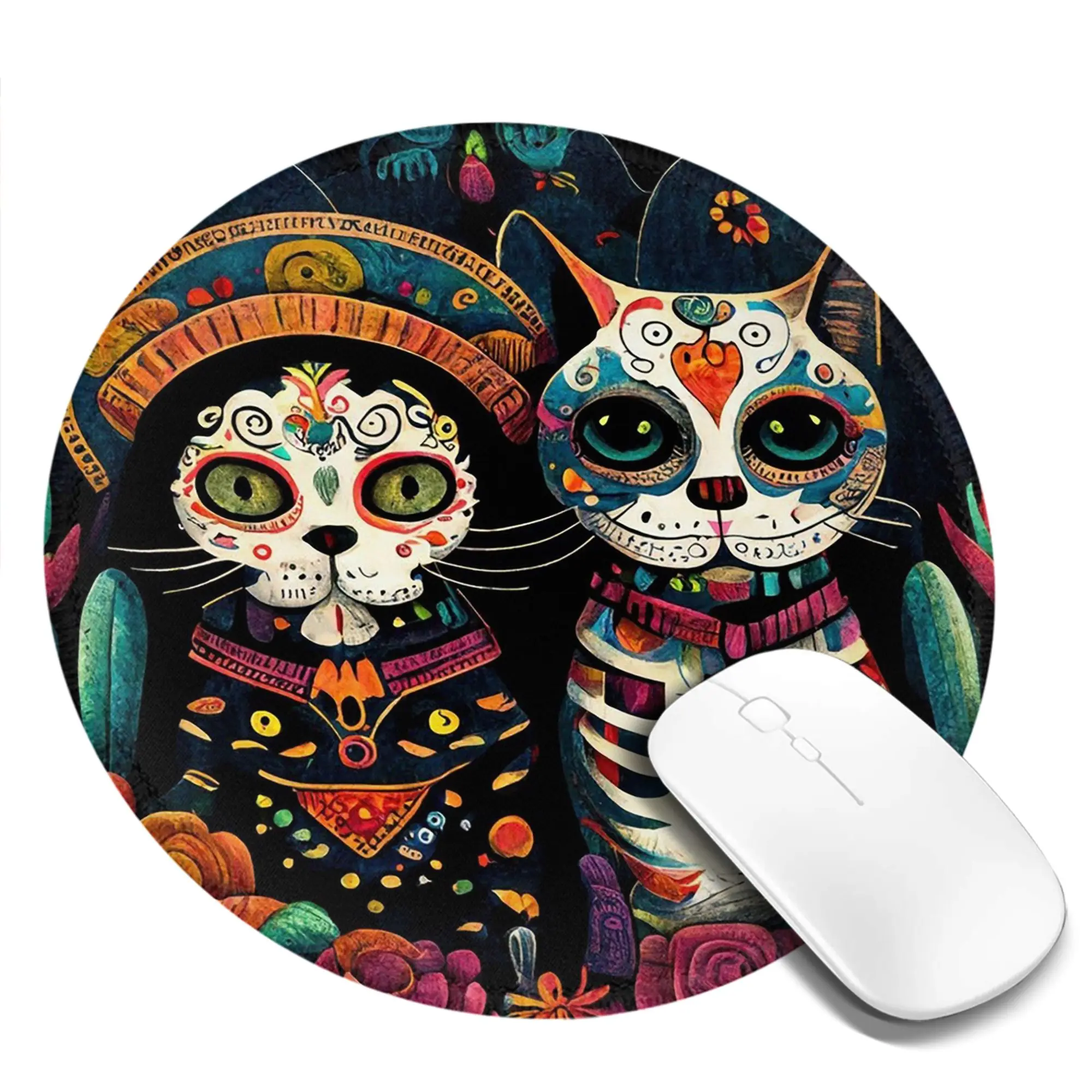 Day Of The Dead Kitten Cat Sugar Skull Dia de Los Muertos Mouse Pad Computer Keyboard Mouse Mat PC Laptop Desk Mat Table Mats
