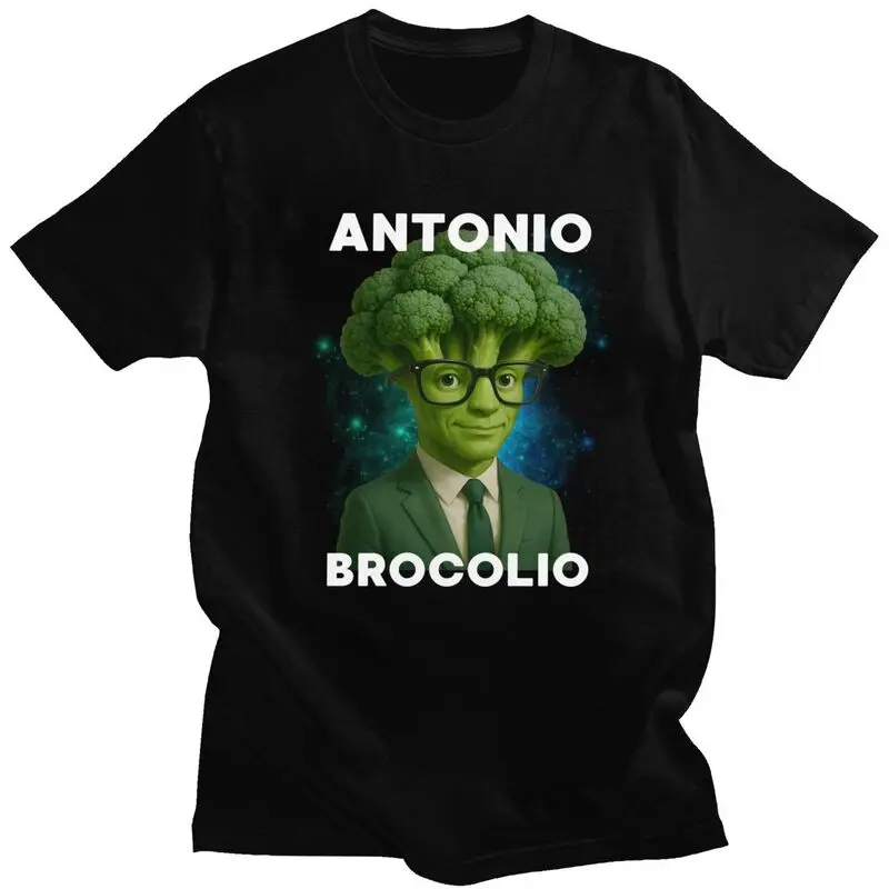 Антонио Brocolio, итальянская футболка Brainrot Meme Broccoli для мужчин, футболка из 100% хлопка, уличная футболка с короткими рукавами, облегающая футболка
