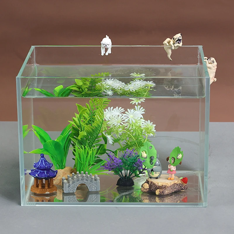 Creative Aquarium Fish Tank Simulation Dog Ornaments Resin Cartoon Climbing Dogs Pendant Fish Tank Wall Landscaping Decor