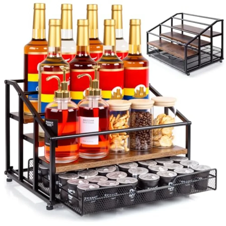 

Органайзер для кофейных сиропов - Подставка для 5 стаканов K-Cup для кофейной станции, держатель для бутылок на столешницу для кафе и кухни