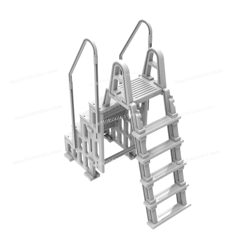 Escalera de piscina de 4 escalones para piscinas de spa y suelo, escalones de piscina de plástico antideslizantes con diseño portátil, altura ajustable para sum