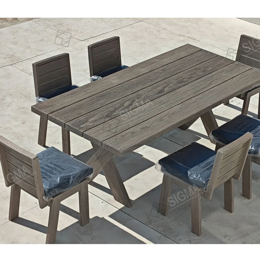 Hot Sale Wholesale Price High Quality Teak Wood Dining Set Leisure Style Outdoor Patio Dining Table and Chair