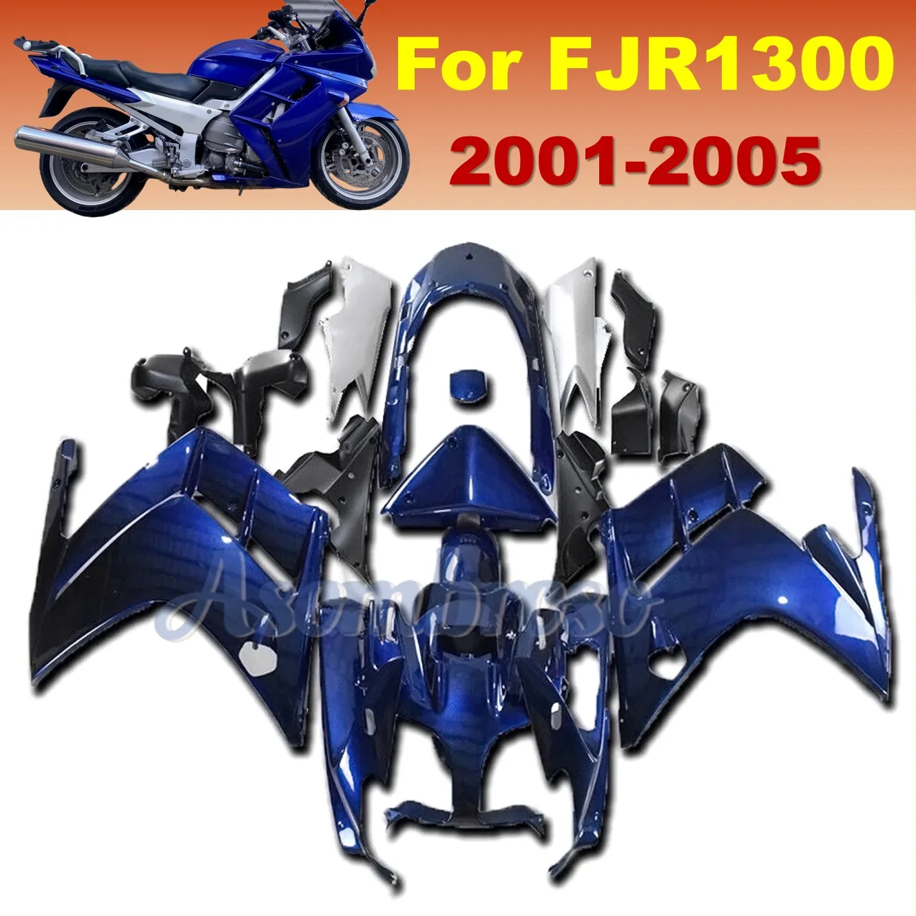 

Инъекционный обтекатель, подходящий для YAMAHA FJR1300 2001-2005, запасные части для мотоцикла Dodger Blue, комплект кузова из АБС-пластика
