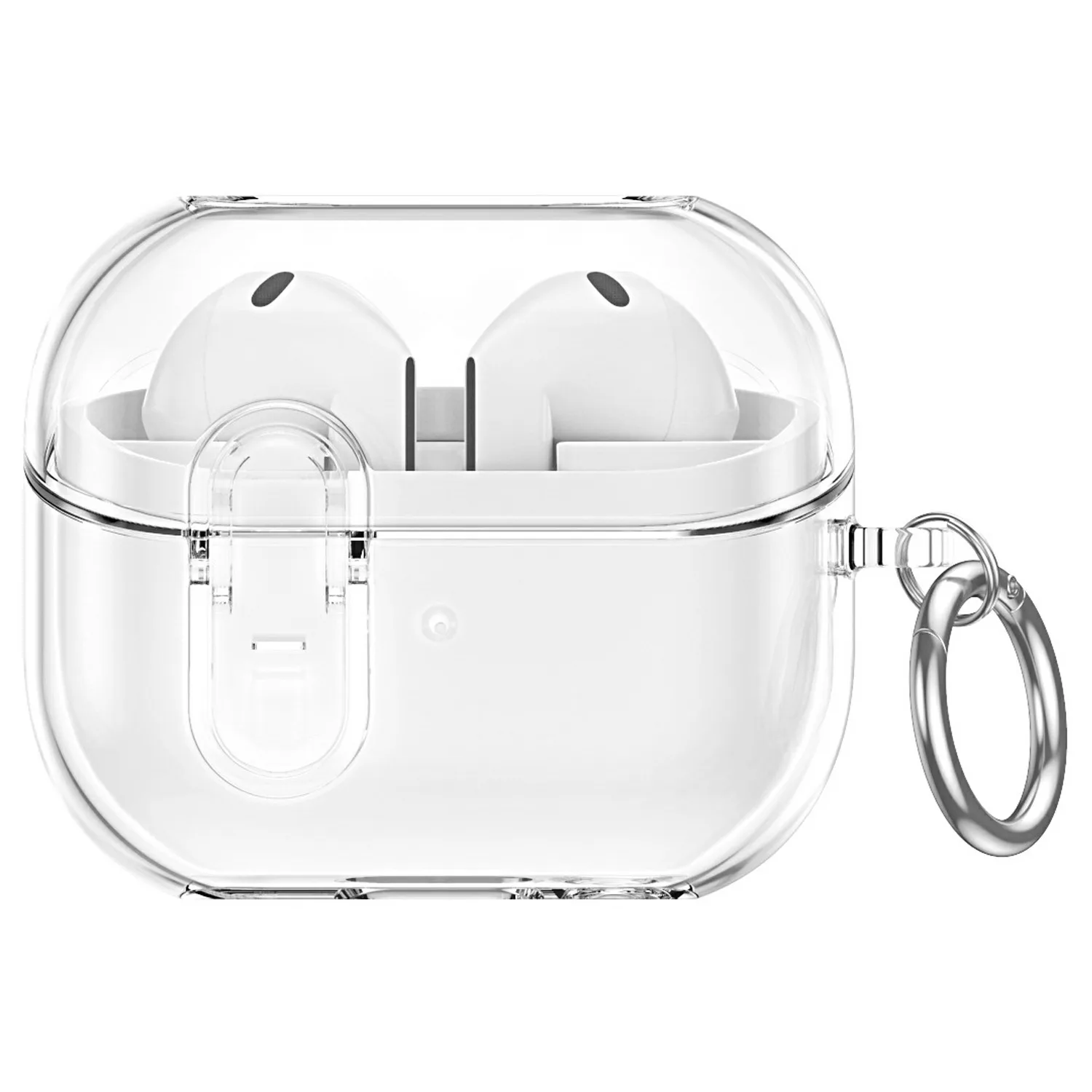 For Samsung Galaxy Buds3 / Buds3 Pro TPU Case Locking Button Clear Earphone Cover with Metal Buckle - Transparent