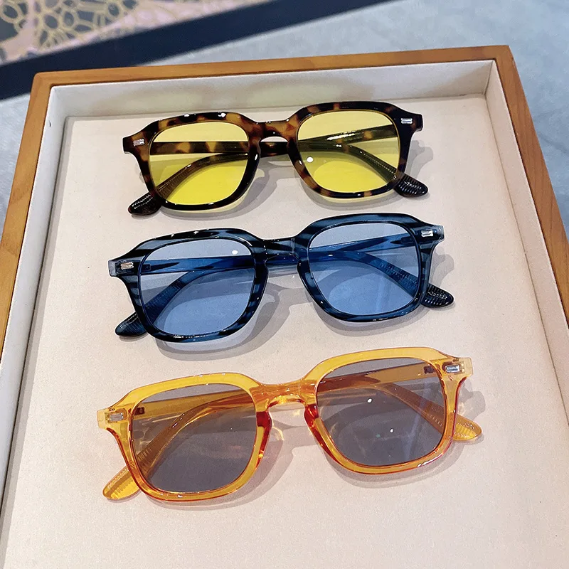 Vintage quadratische Sonnenbrille für Damen und Herren, rechteckige Sonnenbrille, ovale Brillen, Sonnenbrille für Männer und Frauen
