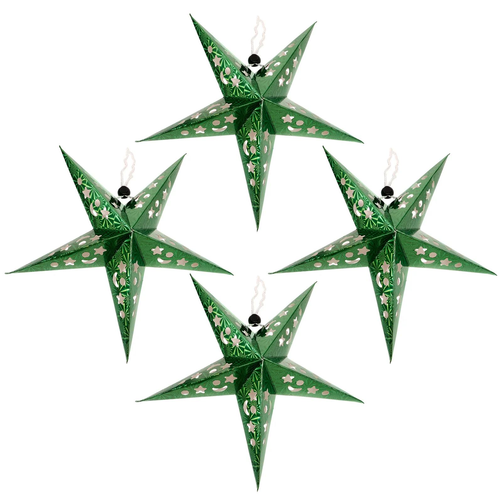

4 Sets Pentagram Pendant Lamp Christmas Party Decorations Star Light Shape Hanging Plastic Lanterns