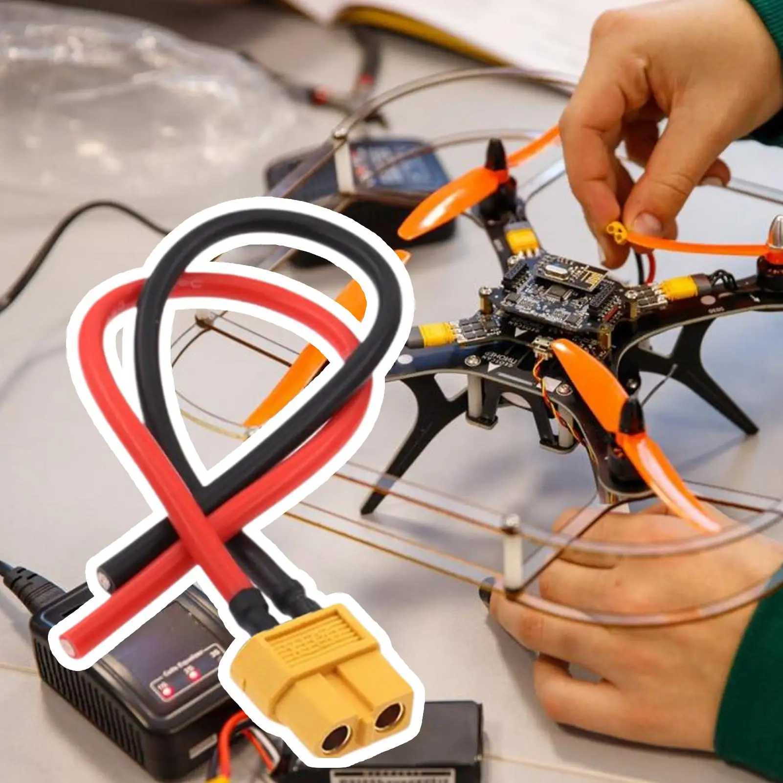 

XT60 Male/Female Extension Cable 16 AWG 10cm Lithium Battery ESC Connector Power Adapter for RC Drones