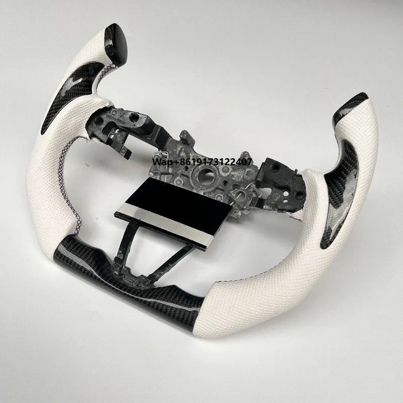 CCExcellent Hot Sales Matte Carbon Fiber F1 Shape Thumb Grips for 8th White Leather Steering Wheel
