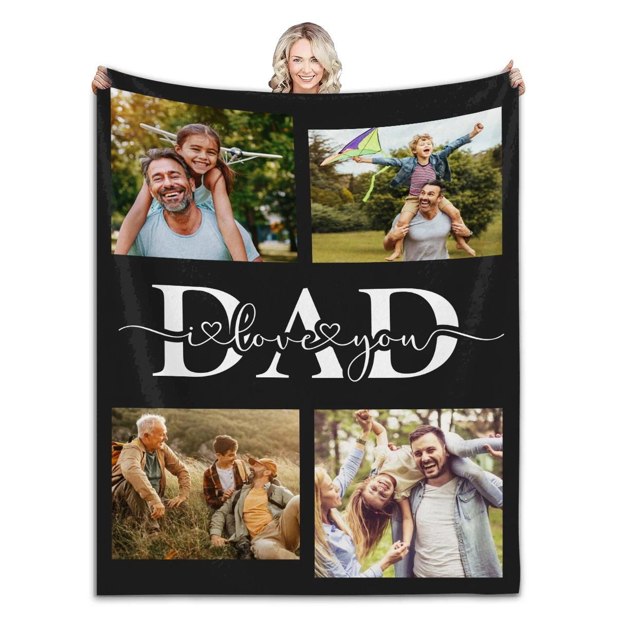 Fathers Day Gifts Custom Blanket With Your Own Photos Personalized Throw Blankets For Dad Birthday Present From Daughter or Son