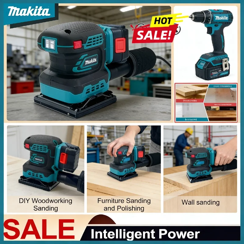 

Makita Handheld Sanding Cordless Sander Lithium Sandpaper Machine Flat Polishing Machine Power Tool