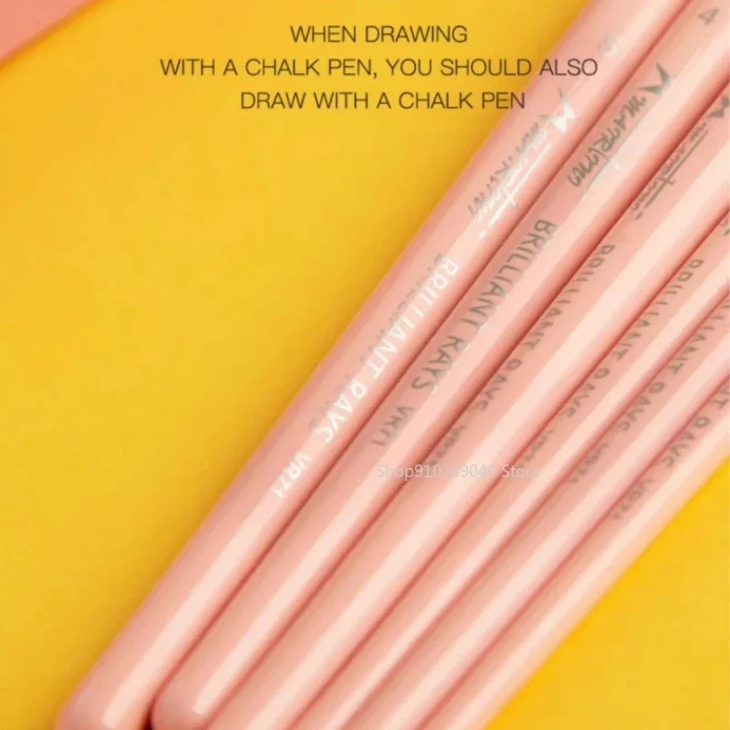 Mairtini Light Series Watercolor Brush Pink 6pcs Set Nylon Hair Flat/round Head Hook Pen Gouache Painting Brush Art Supplies image 5
