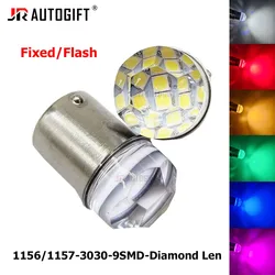 100PCS 24V 12V Strobe Flash Auto Led P21W P21 1156 1157 BA15S BAY15D 3030 9SMD Car Signal Lamp R5W R10W Auto Red Amber Green