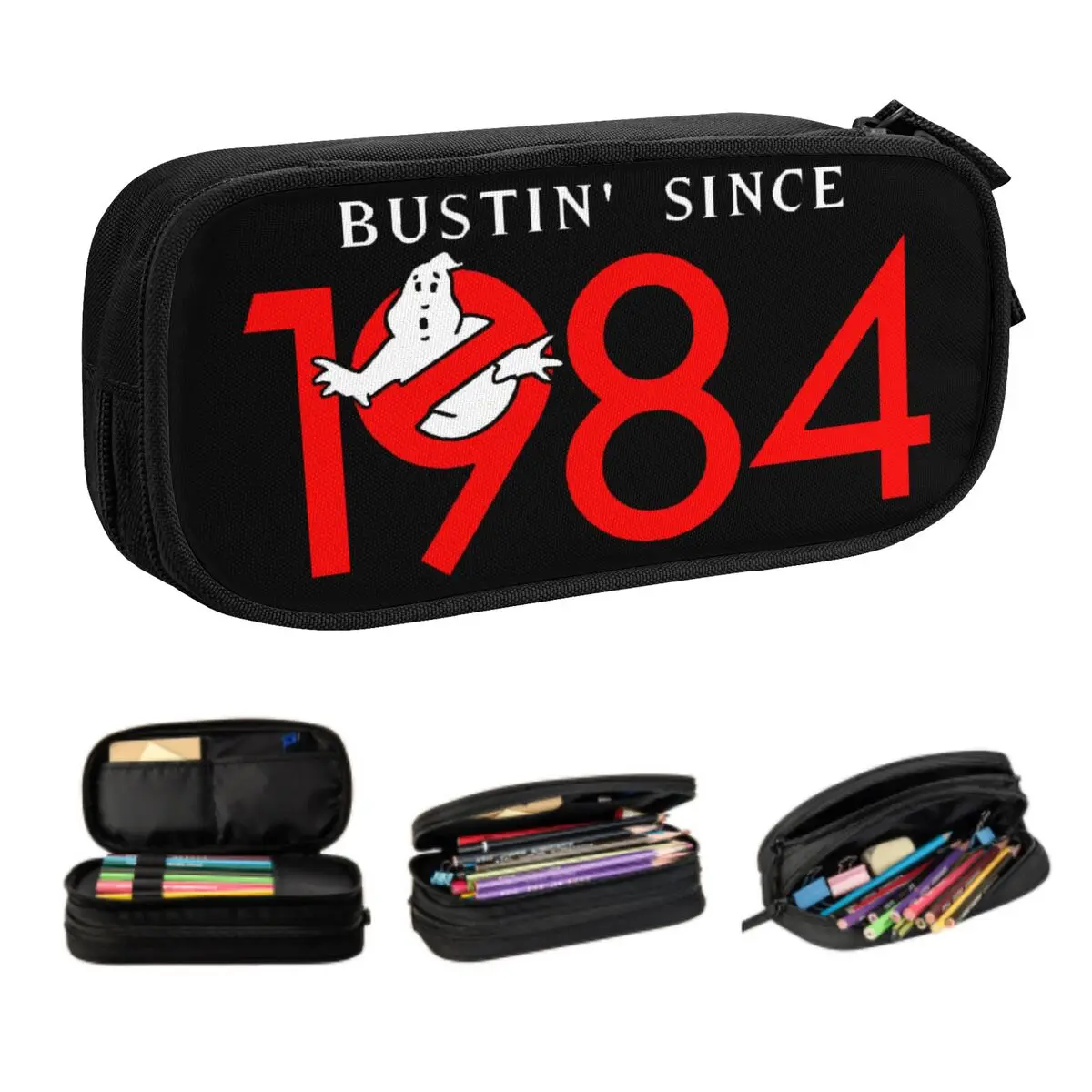 Estuche de lápices personalizado Bustin Since 1984 Ghostbusters para gran capacidad, estuche para bolígrafos de película fantasma sobrenatural, accesorios escolares