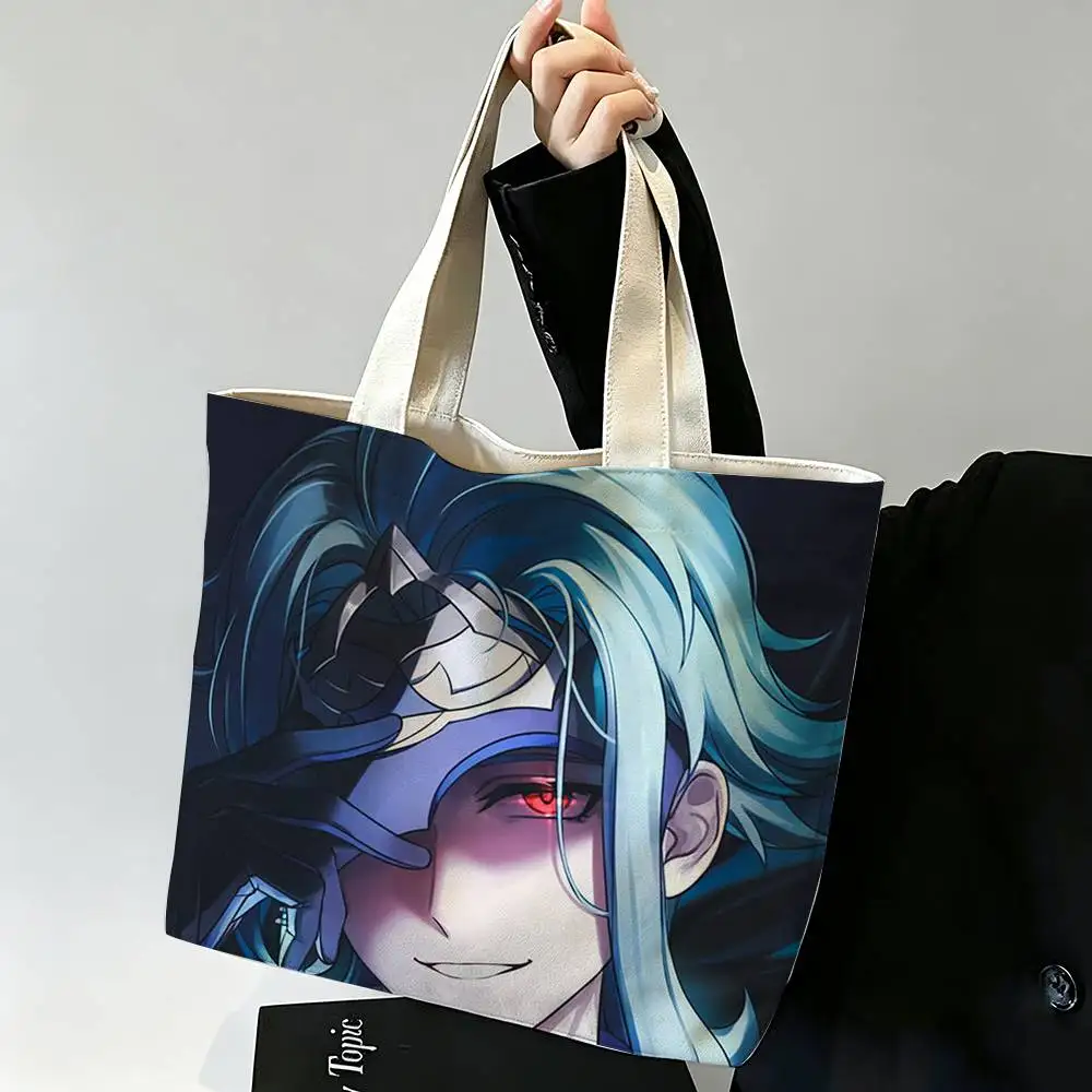 Mysterious Doctor Genshin D-Dottore Printed Canvas Tote Bag Shoulder Bag Commuter Mommy Shopping Bag