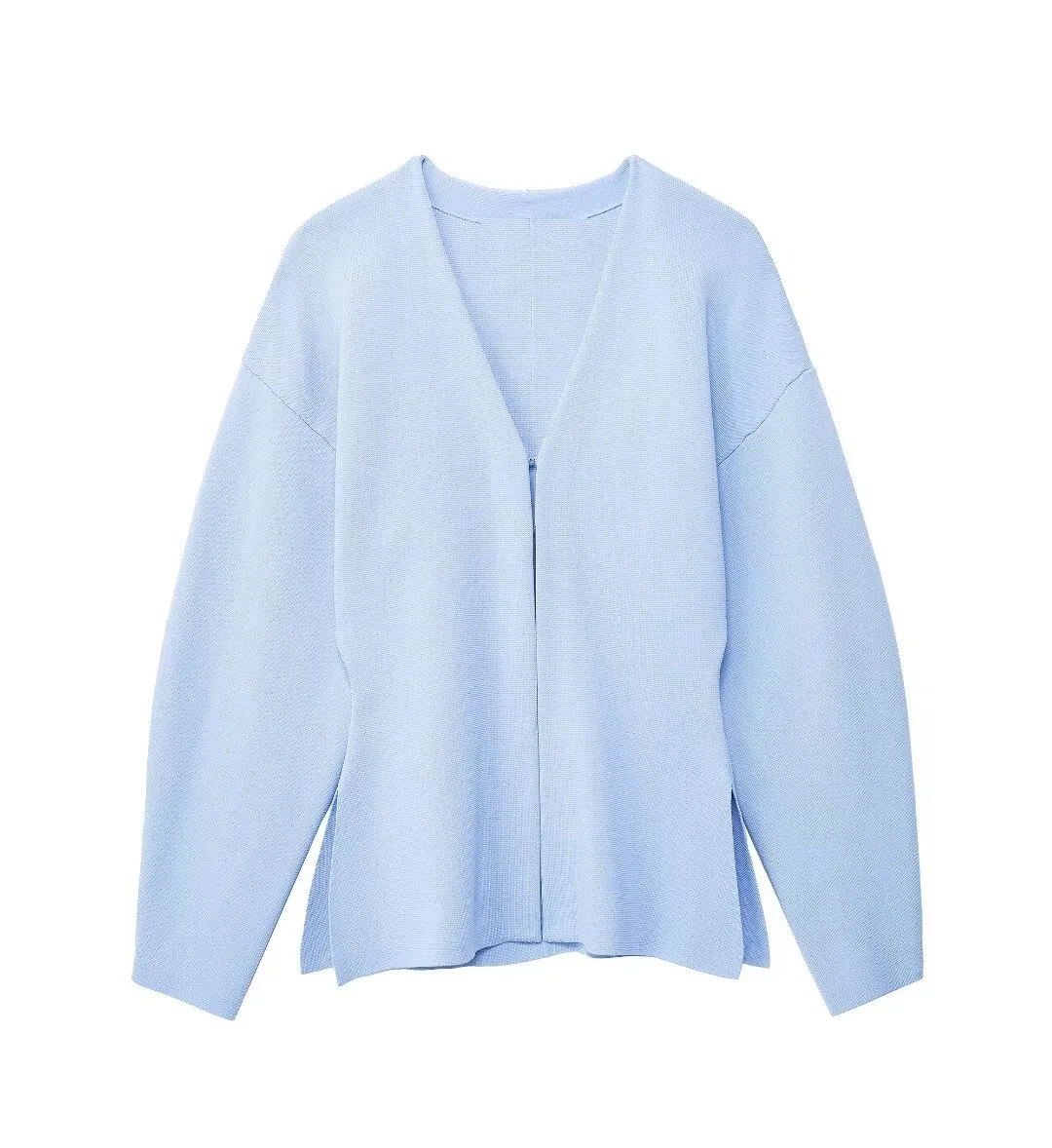 Tangada 2024 Women Blue Knit Cardigan Sweaters Long Sleeve Female Outerwear 3H0426