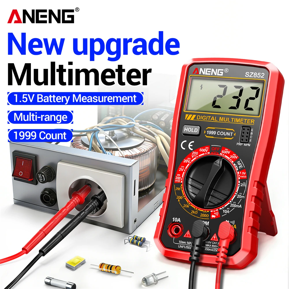 

High Precision Smart Multimeter Tester ANENG SZ852 AC/DC Voltage Ammeter Buzzer 1.5V Battery Electrician Digital Detector Tools