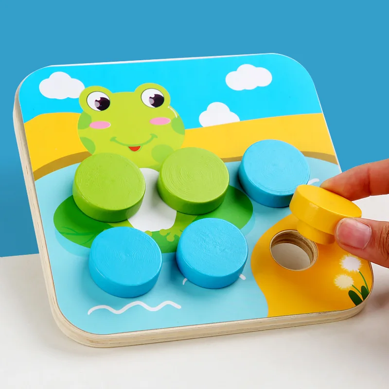 Juguetes educativos Montessori para niños, juguete educativo multifuncional con uñas de setas, tablero enchufable, rompecabezas de madera interesante
